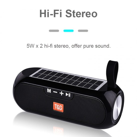 TG Portable Column Wireless Speaker, Stereo Music Box Solar Rechargeable Power Bank Boombox MP3 Speaker Outdoor Waterproof Speaker