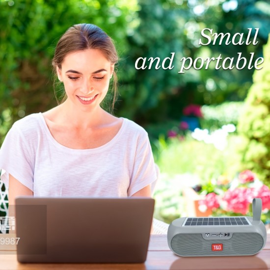 TG Portable Column Wireless Speaker, Stereo Music Box Solar Rechargeable Power Bank Boombox MP3 Speaker Outdoor Waterproof Speaker